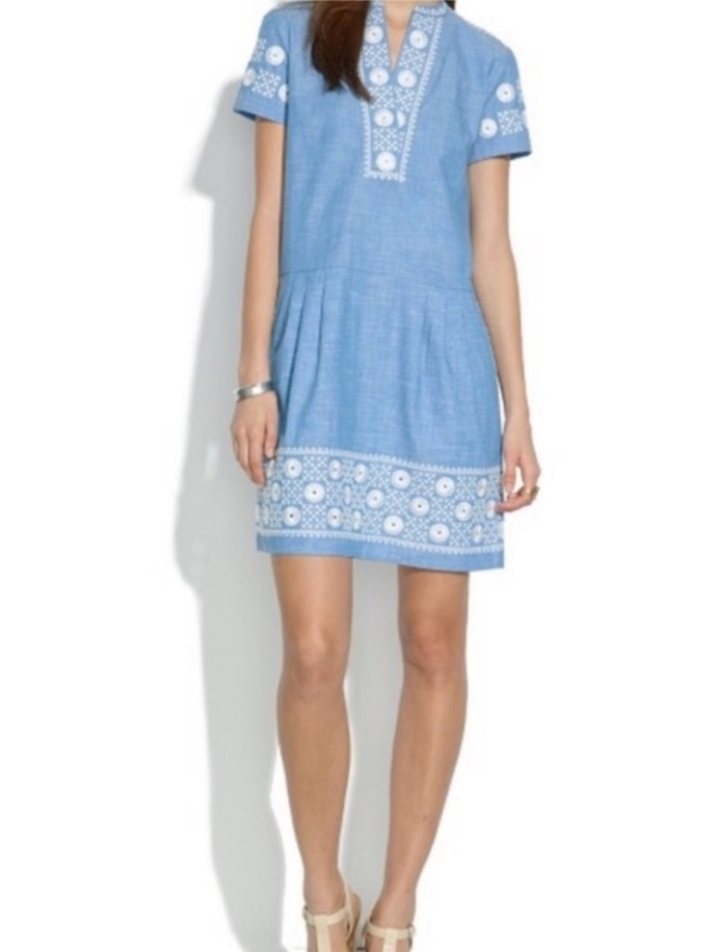 Madewell Chambray Sunstitch Tunic Dress 100% cotton